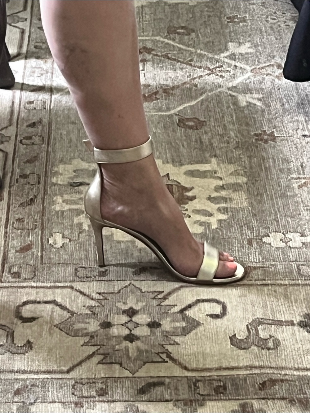 Metallic Ankle-Strap High Heel Sandal - Gold - Picture 1 of 8